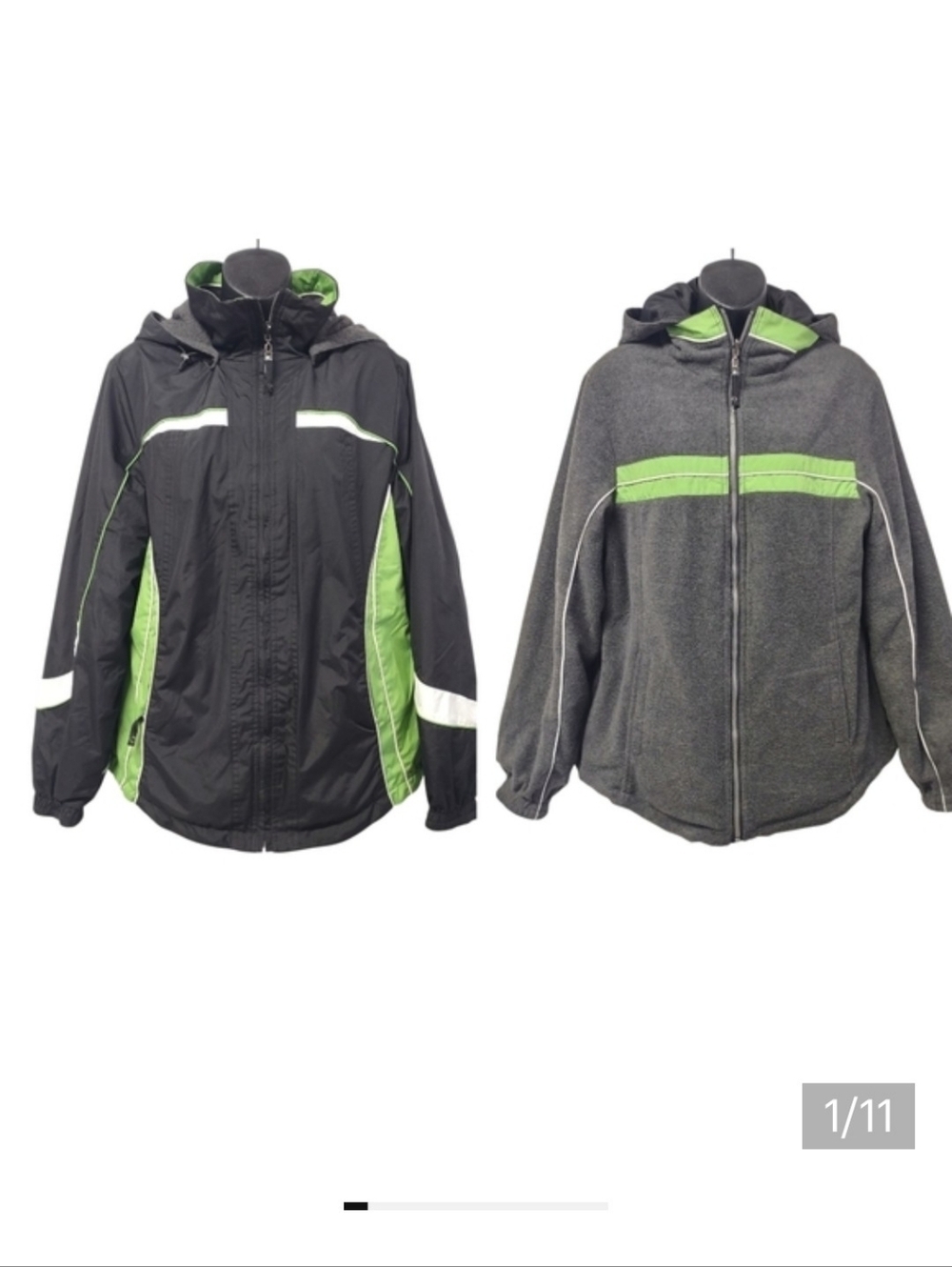 SJB Active Women's  2 in 1 Reversible Black Green Winter Coat Jacket Size Medium